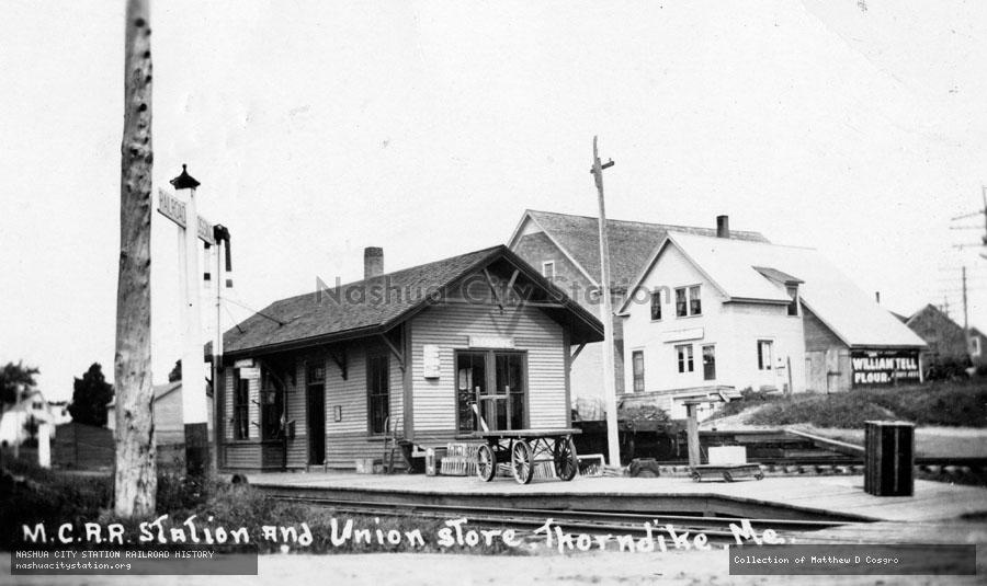 Postcard: Maine Central Railroad Station and Union Store, Thorndike, Maine
